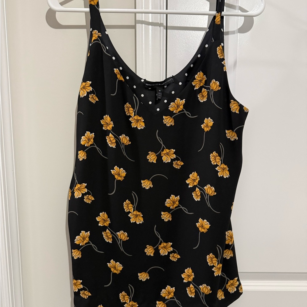 White House Black Market Black and Yellow Floral Camisole